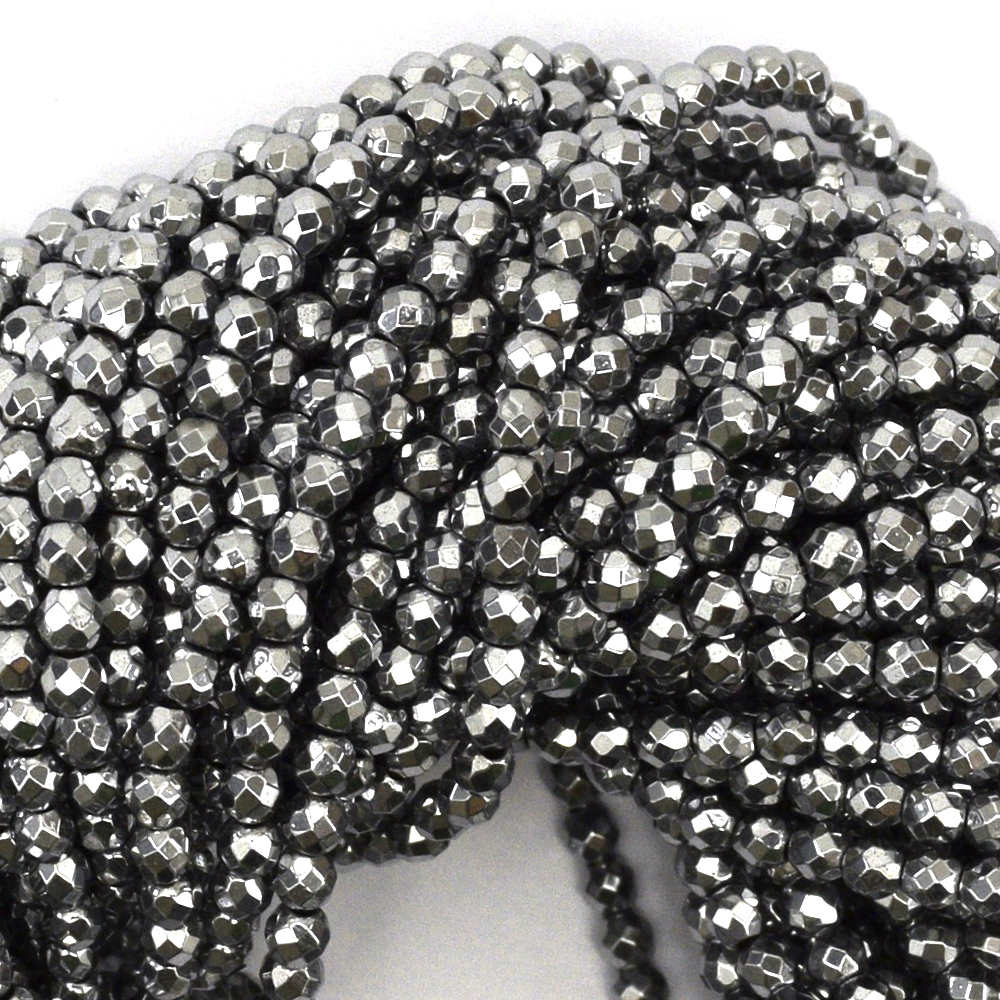 Faceted Silver Hematite Round Beads 15 5 Strand 2mm 3mm 4mm 6mm 8mm