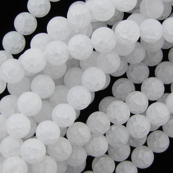 Cuentas redondas de cristal agrietado blanco mate piedras preciosas 15" hilo 6 mm 12 mm 14 mm 15 mm - Imagen 5 de 5