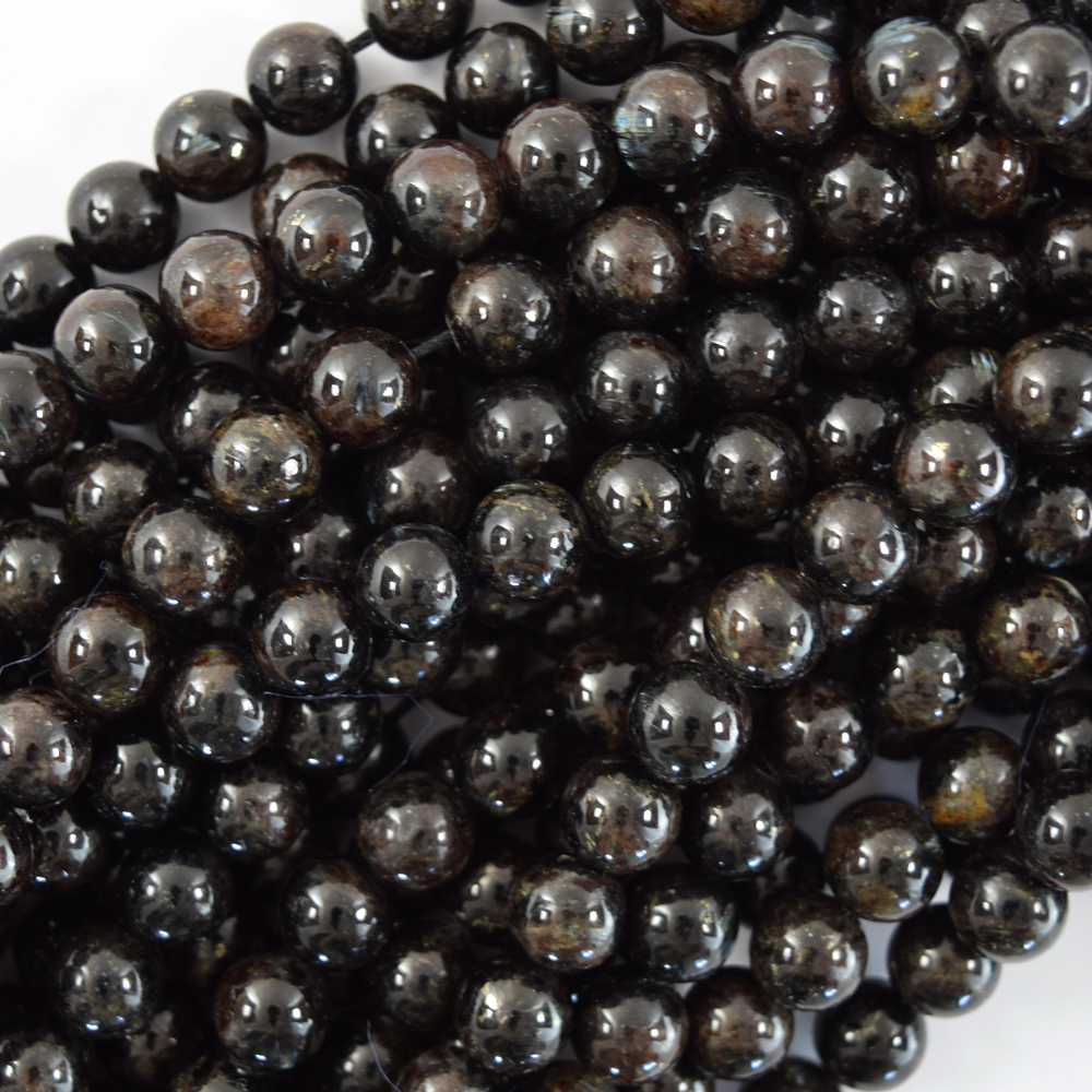 AA Natural Black Blue Arfvedsonite Round Beads 15.5″ Strand 6mm 8mm 10mm 12mm