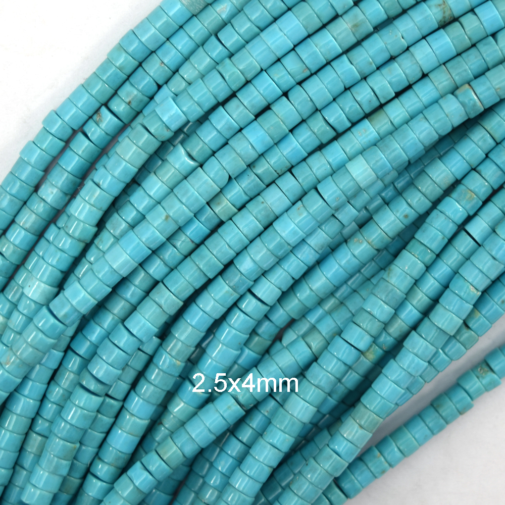 Blue Turquoise Heishi Disc Beads Gemstone 15.5" Strand 3mm 4mm 6mm 8mm 10mm 12mm - Picture 2 of 7