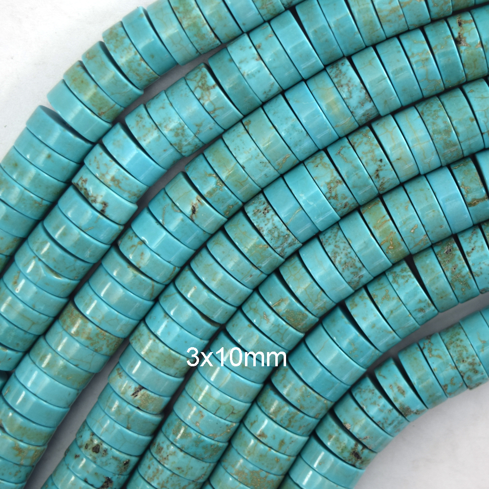 Blue Turquoise Heishi Disc Beads Gemstone 15.5" Strand 3mm 4mm 6mm 8mm 10mm 12mm - Picture 4 of 7