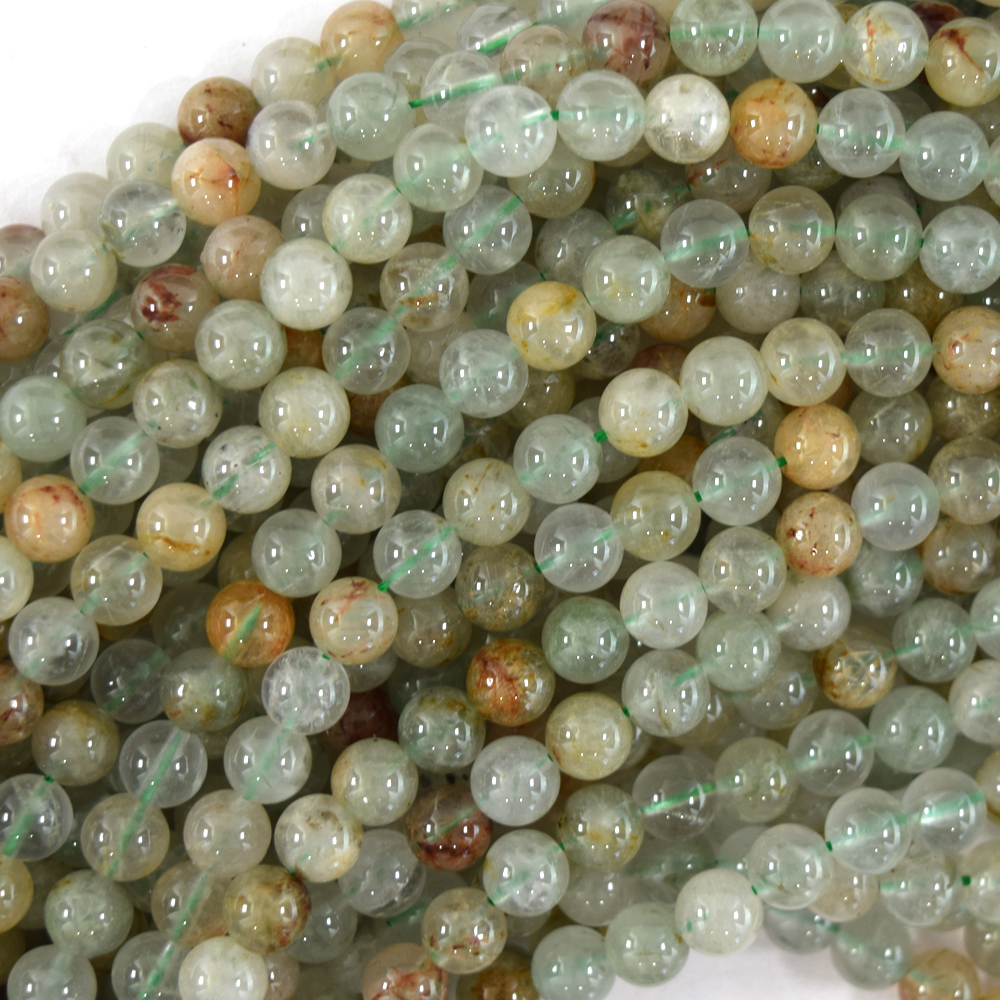 AA Natural Green Rutilated Quartz Round Beads 15.5" Strand 6mm 8mm 10mm S2 - Picture 3 of 4