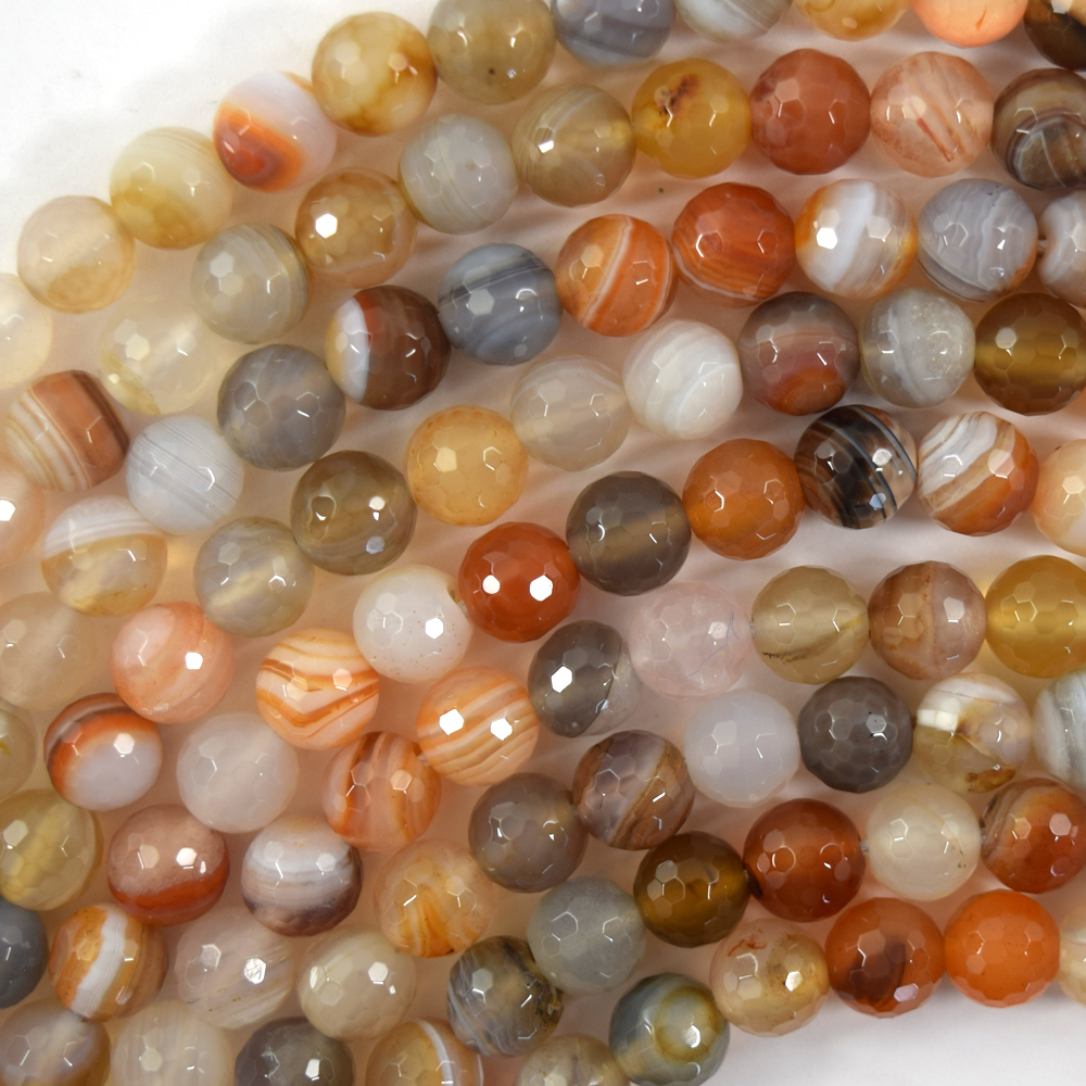 Natürliche Facettierte Botswana Achat Runde Perlen Edelstein 15 Zoll Strang 6 mm 8 mm 10 mm S2 - Bild 4 von 4