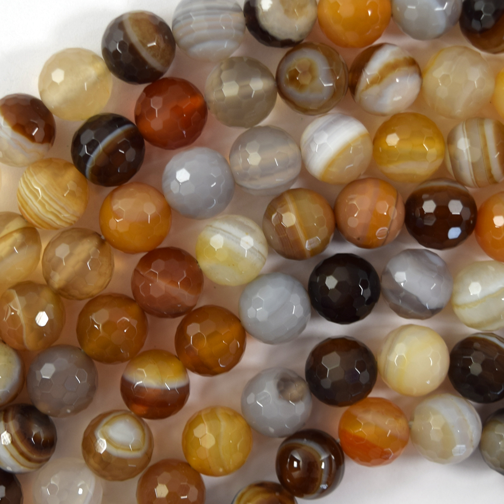Natürliche Facettierte Botswana Achat Runde Perlen Edelstein 15 Zoll Strang 6 mm 8 mm 10 mm S2 - Bild 2 von 4