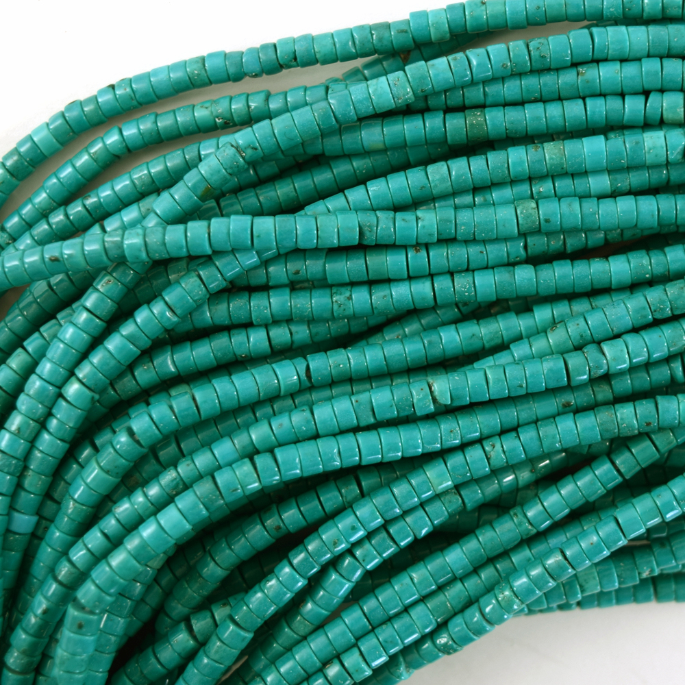 3mm green turquoise heishi beads 15.5" strand S2 