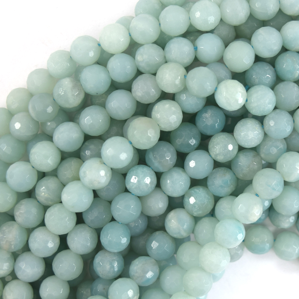 Faceted Blue Amazonite Round Beads 15" Strand 2mm 3mm 4mm 6mm 8mm 10mm 12mm 