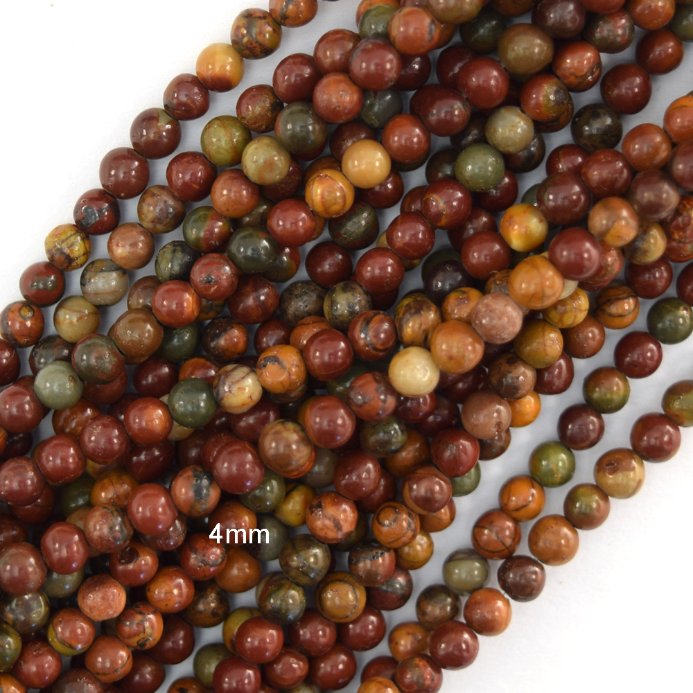 Cuentas redondas de jaspe Picasso multicolor natural 15" filamento 4 mm 6 mm 8 mm 10 mm 12 mm - Imagen 4 de 6