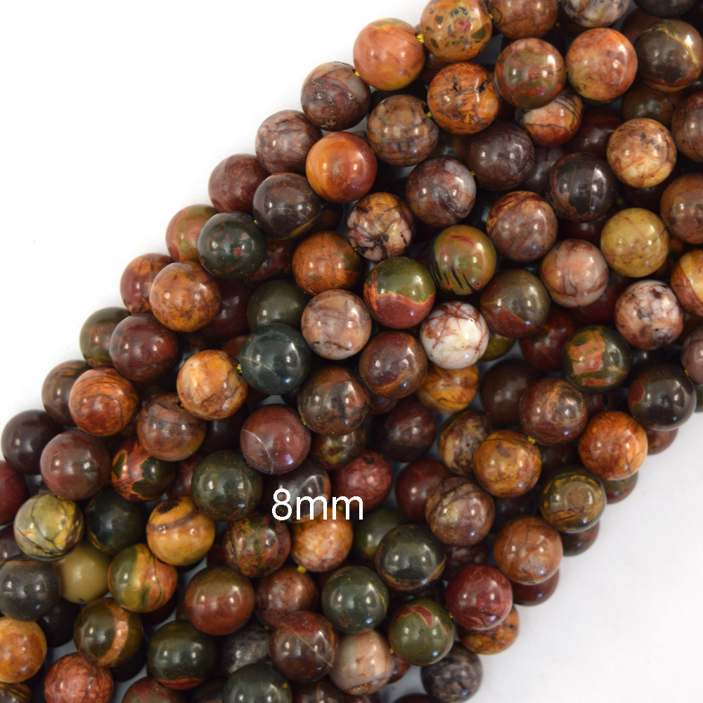 Cuentas redondas de jaspe Picasso multicolor natural 15" filamento 4 mm 6 mm 8 mm 10 mm 12 mm - Imagen 6 de 6