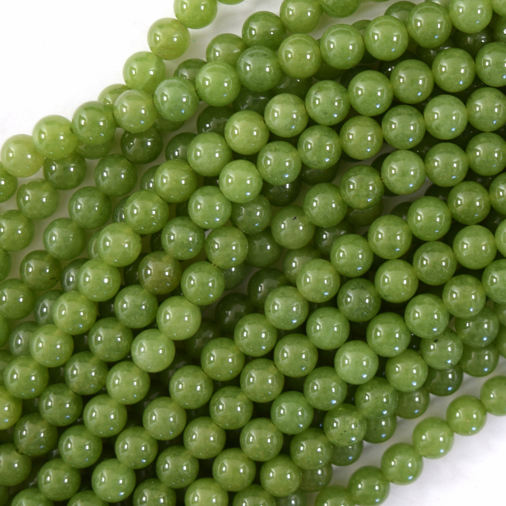 Cuentas redondas de jade verde claro canadiense piedras preciosas 15" hilo 6 mm 8 mm 10 mm S2 - Imagen 3 de 4