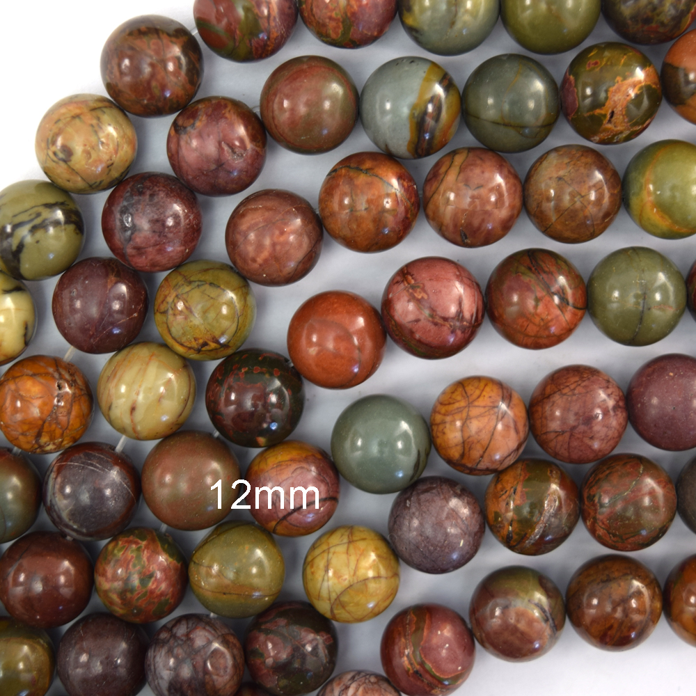 Cuentas redondas de jaspe Picasso multicolor natural 15" filamento 4 mm 6 mm 8 mm 10 mm 12 mm - Imagen 3 de 6