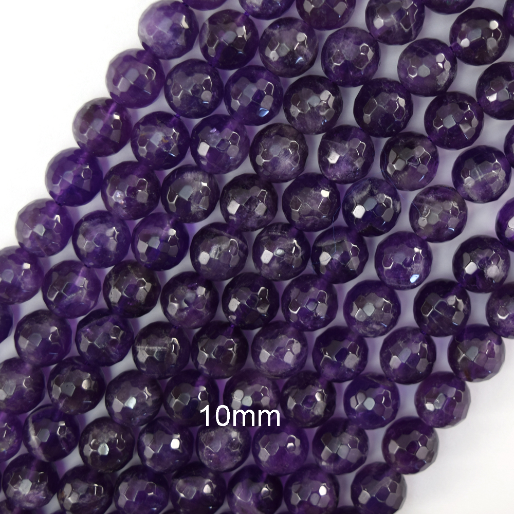 Natural Faceted Purple Amethyst Round Beads 15″ Strand 3mm 4mm 6mm 8mm 10mm S1