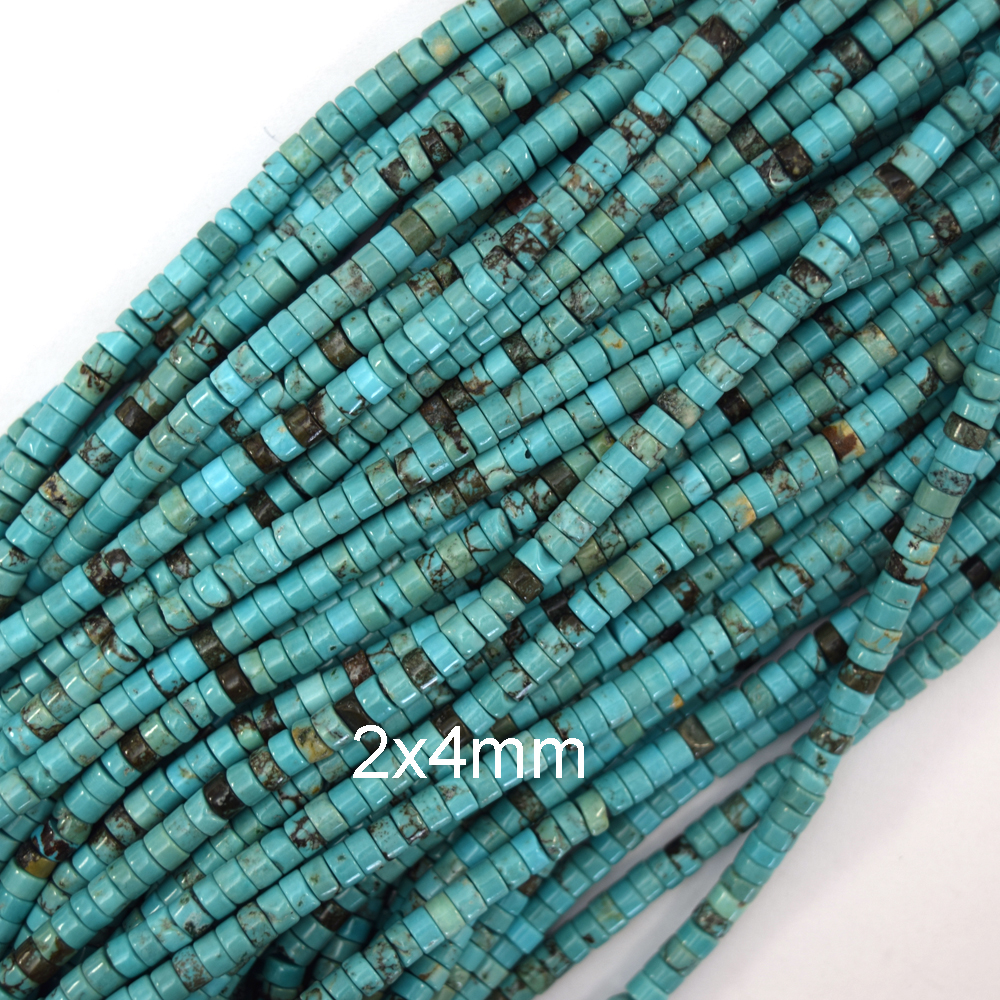 Cuentas de disco Heishi turquesa azul matriz marrón piedras preciosas 15,5" filamento 4 mm 6 mm 8 mm - Imagen 2 de 4