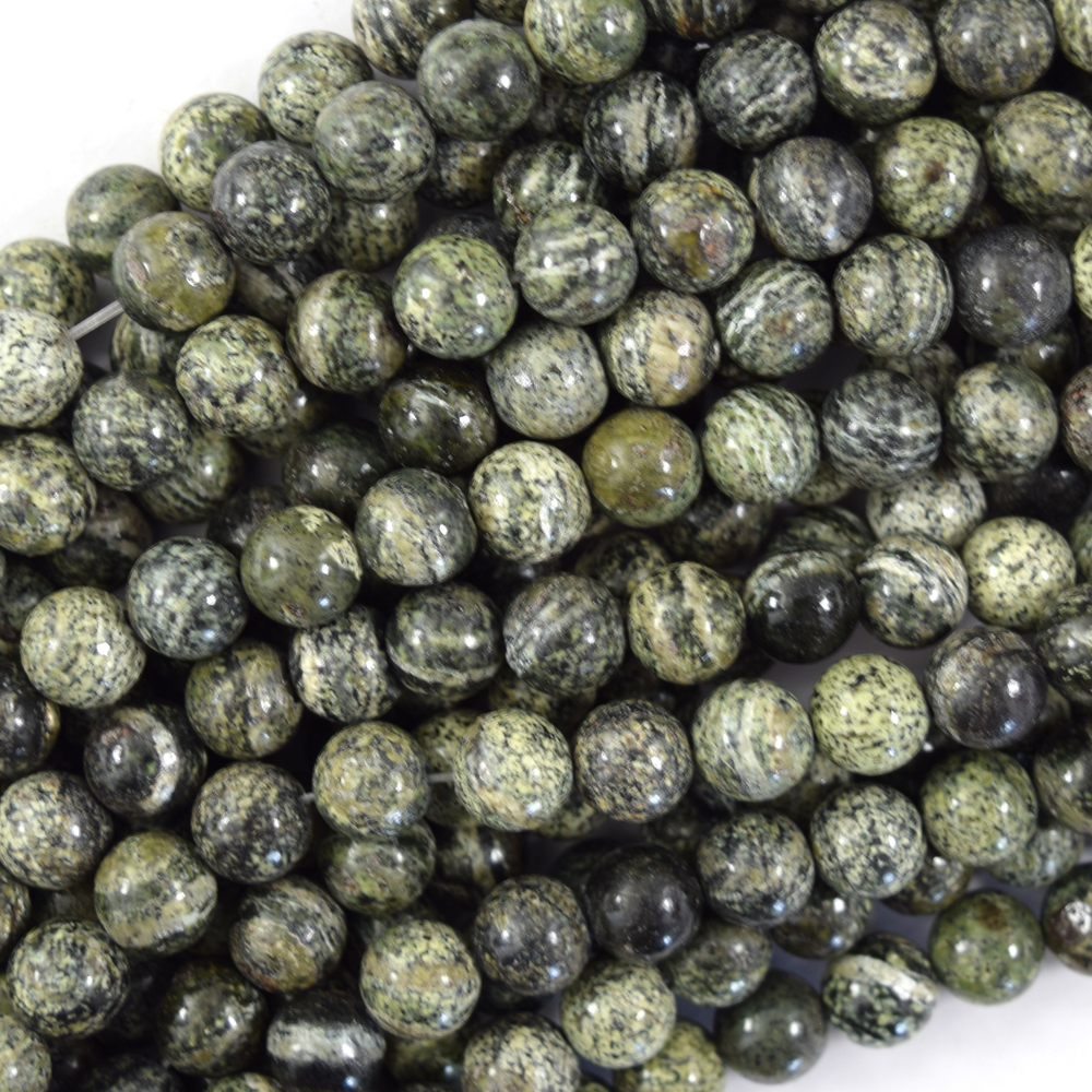 Cuentas redondas de jaspe cebra verde natural piedras preciosas 15" hilo 6 mm 8 mm - Imagen 3 de 3