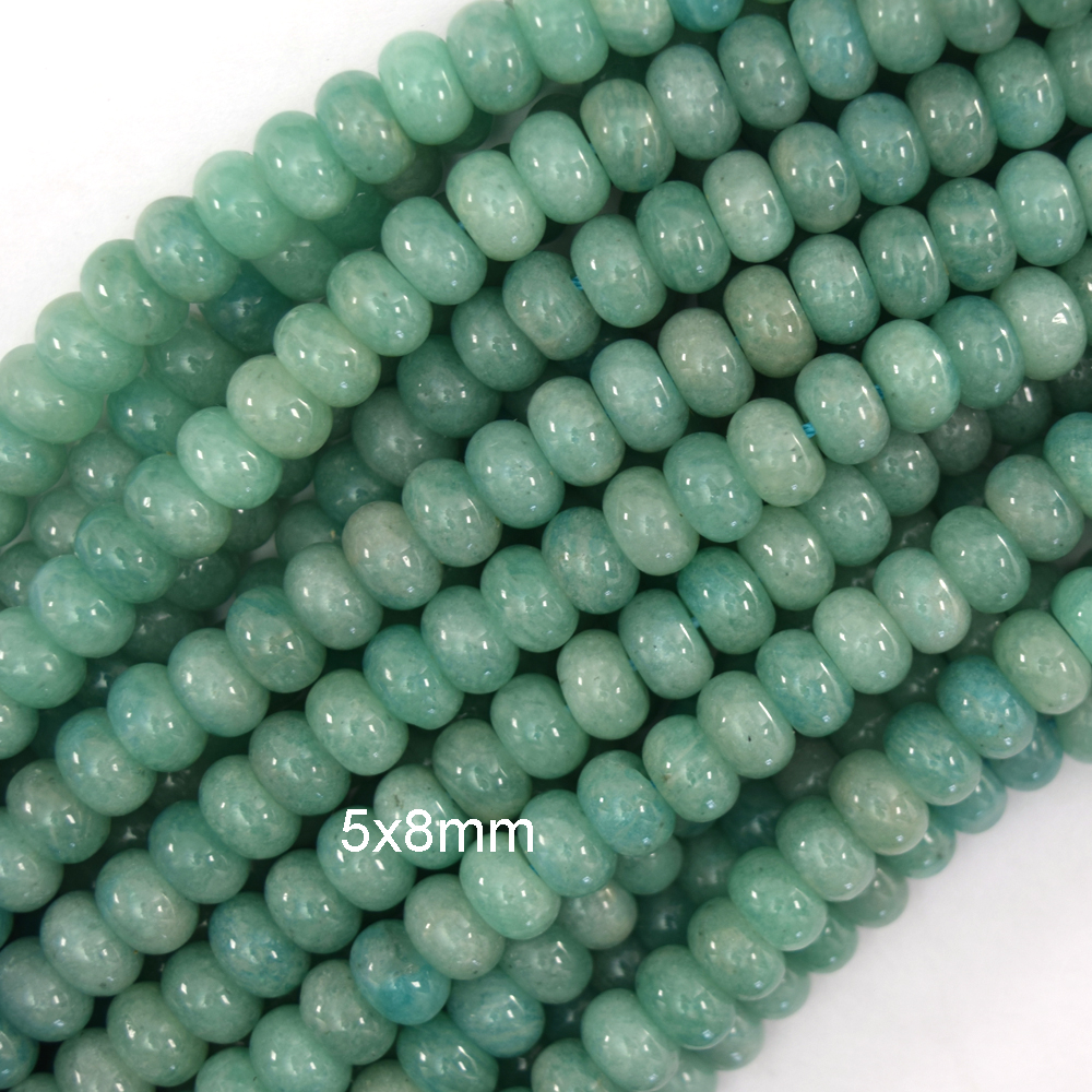Natural Green African Amazonite Rondelle button Beads 15″ Strand 6mm 8mm