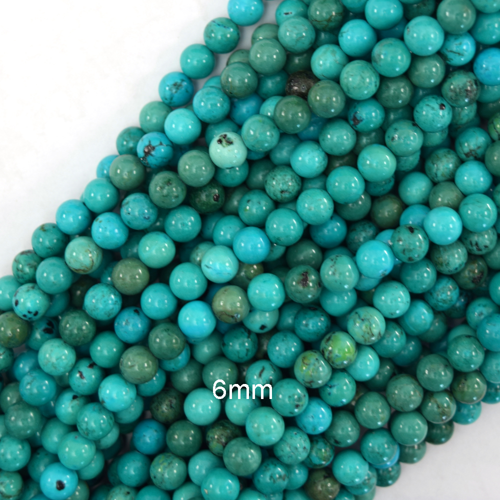 Cuentas redondas turquesa verde piedra preciosa 15,5" hilo 4 mm 6 mm 8 mm S1 - Imagen 3 de 4