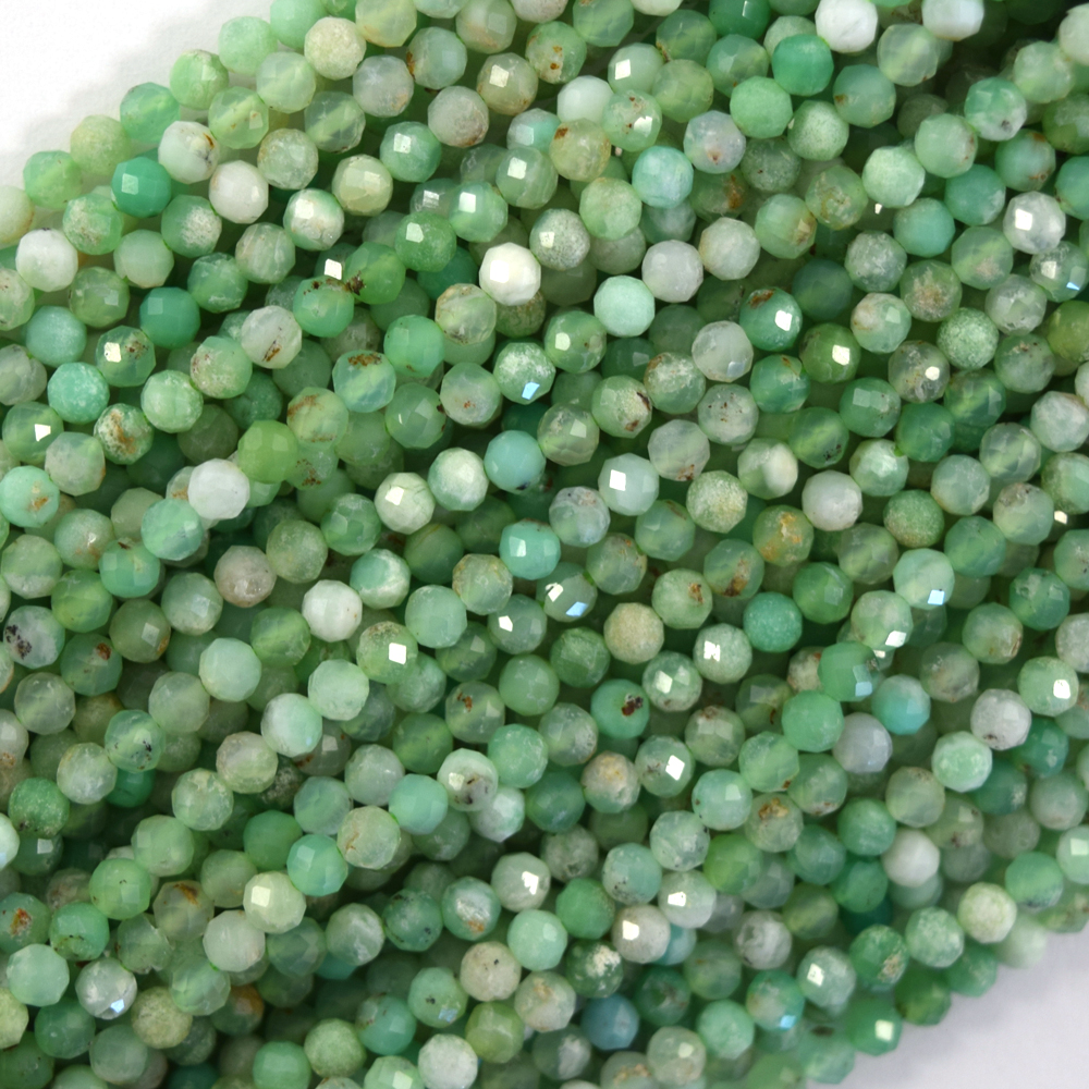 Cuentas redondas de crisoprasa verde australiana facetadas naturales 15,5" hilo 3 mm 4 mm - Imagen 2 de 3