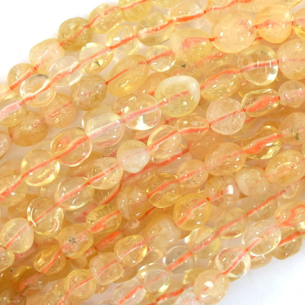 Natural Yellow Citrine Pebble Nugget Beads 15.5″ Strand 6mm – 8mm, 8mm – 10mm S1