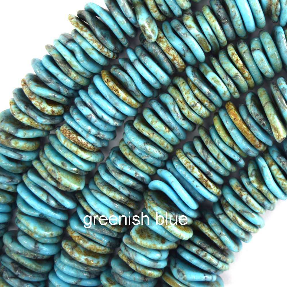 10mm – 18mm Graduated Turquoise Disc Button Beads 16″ Blue Brown Green Red