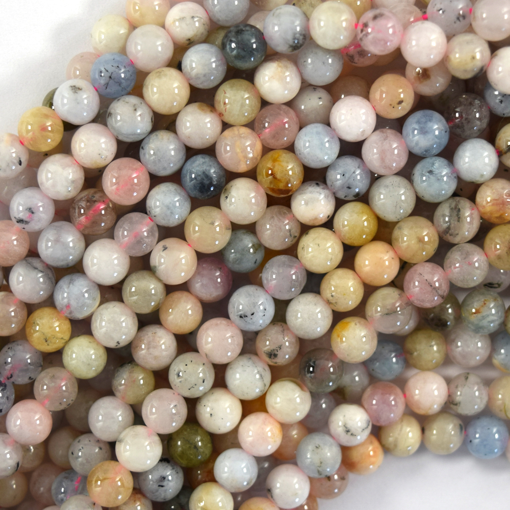 Natürliche Multicolor Morganit Runde Perlen Edelstein 15,5 Zoll Beryll 6 mm 8 mm 10 mm S2 - Bild 3 von 4