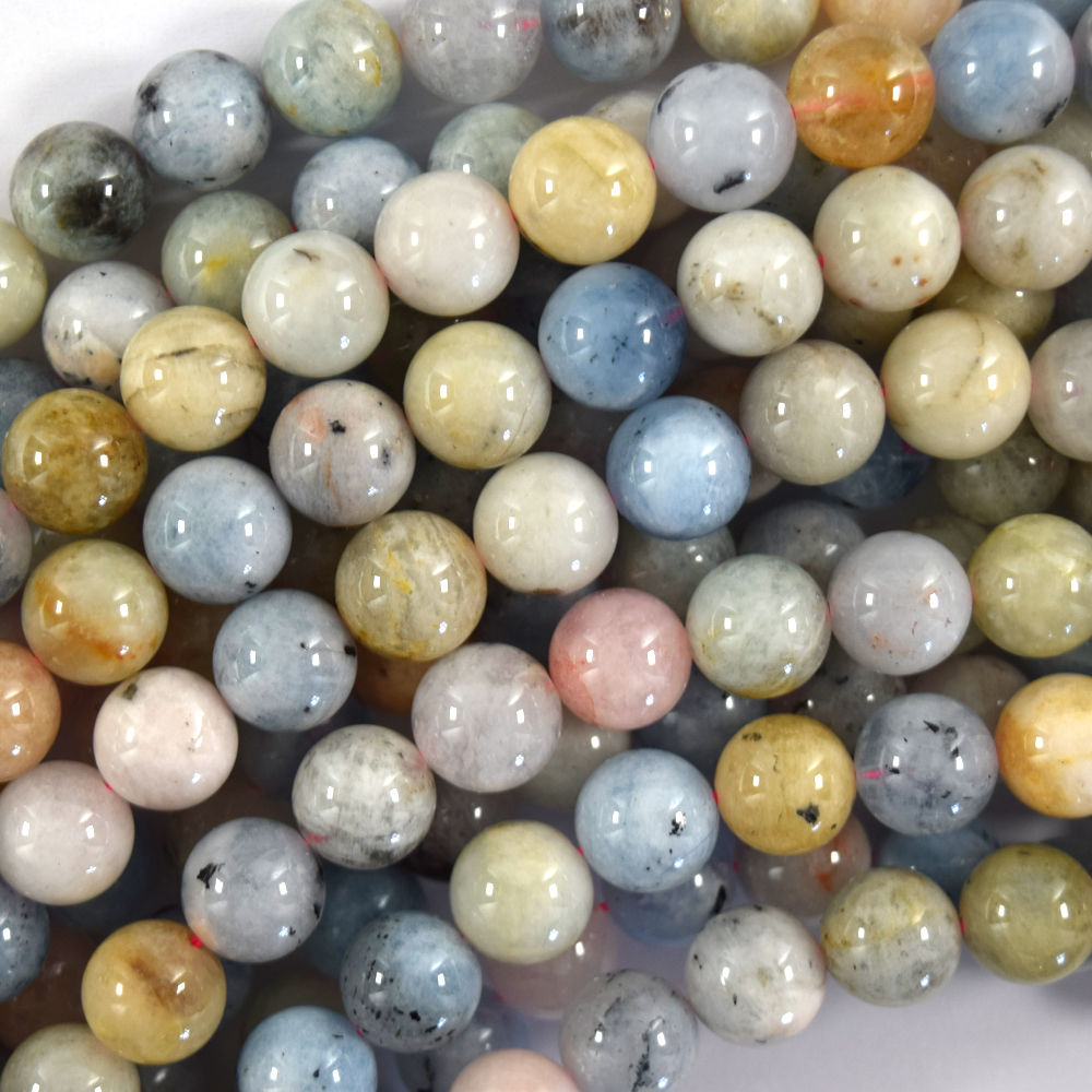 Natürliche Multicolor Morganit Runde Perlen Edelstein 15,5 Zoll Beryll 6 mm 8 mm 10 mm S2 - Bild 2 von 4