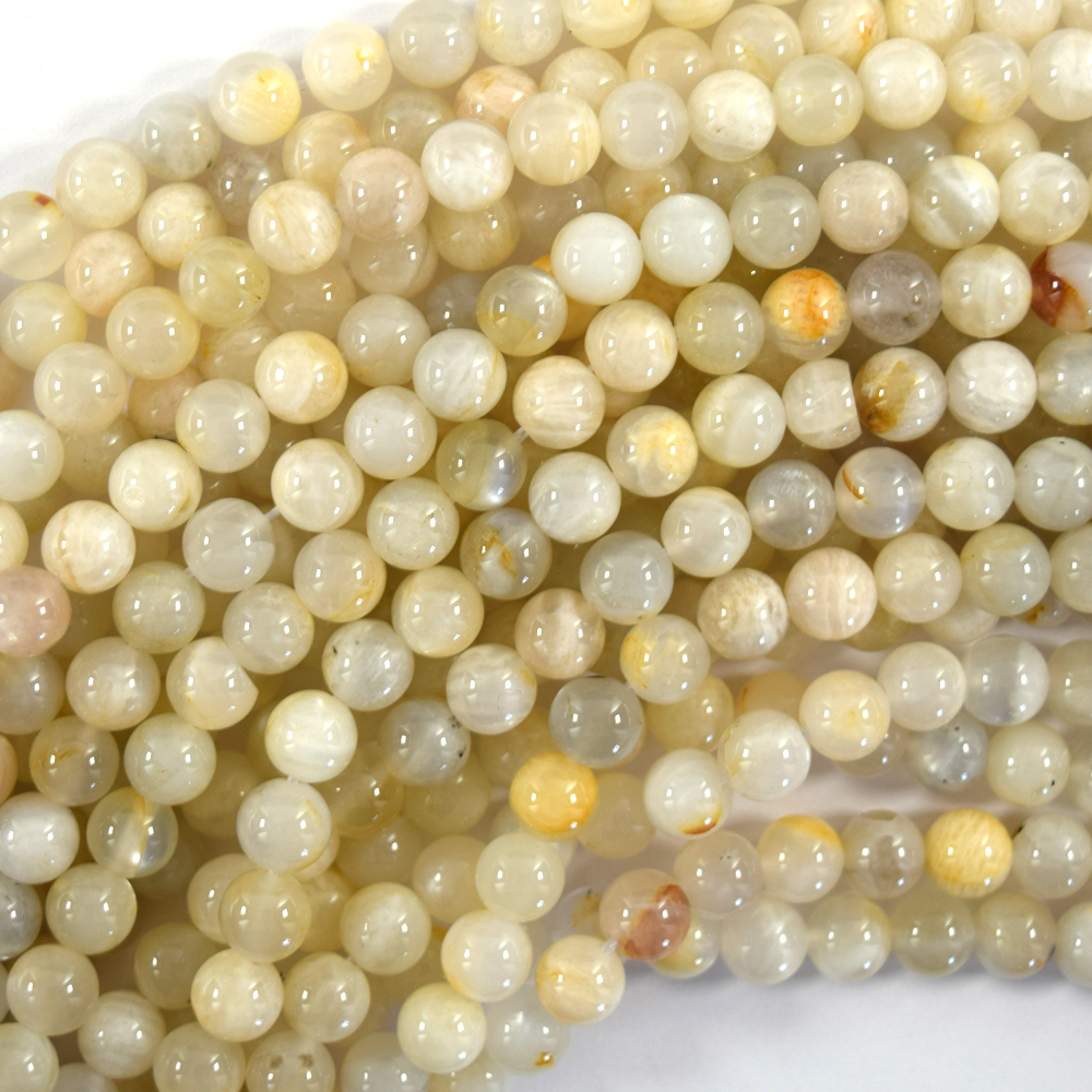 Natural Beige White Moonstone Round Beads Gemstone 15″ Strand 6mm 8mm 10mm S3