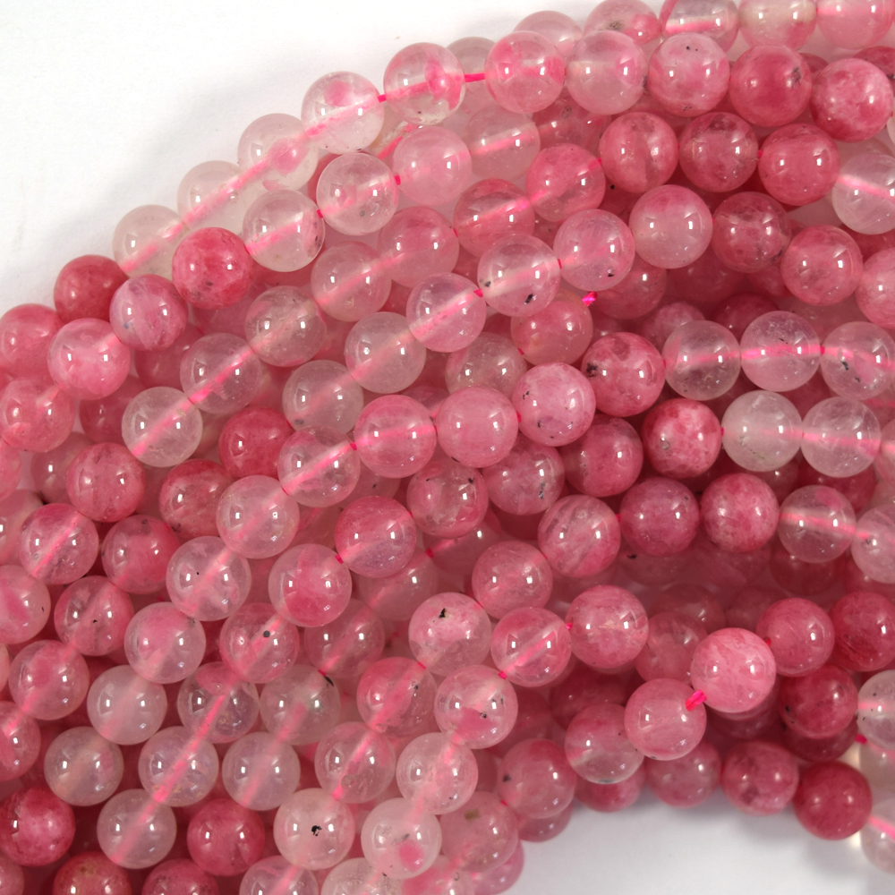 AA Natural Pink Cherry Blossom Agate Round Beads 15″ Strand 6mm 8mm 10mm