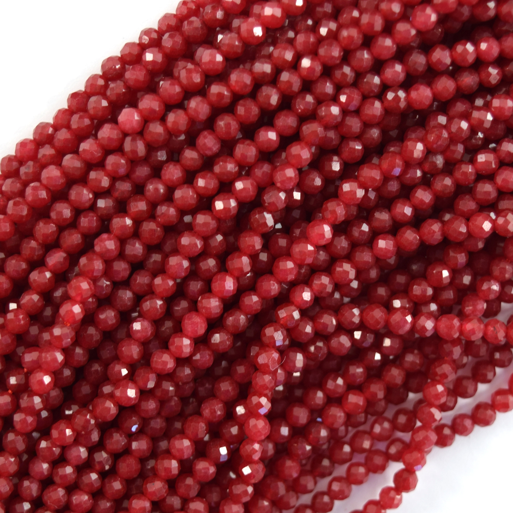 Cuentas redondas facetadas de jade rojo rubí piedras preciosas 15" hilo 3 mm 4 mm 6 mm 8 mm 10 mm - Imagen 3 de 5