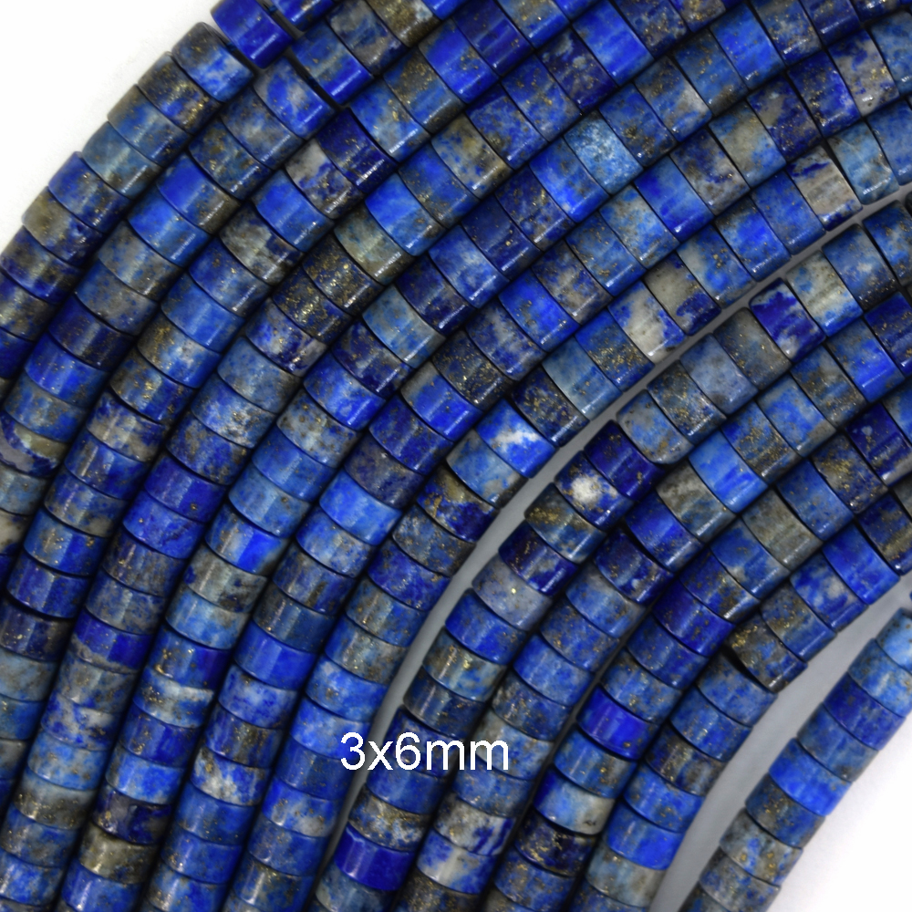 Natural Blue Lapis Lazuli Heishi Disc Beads Gemstone 15″ Strand 4mm 6mm