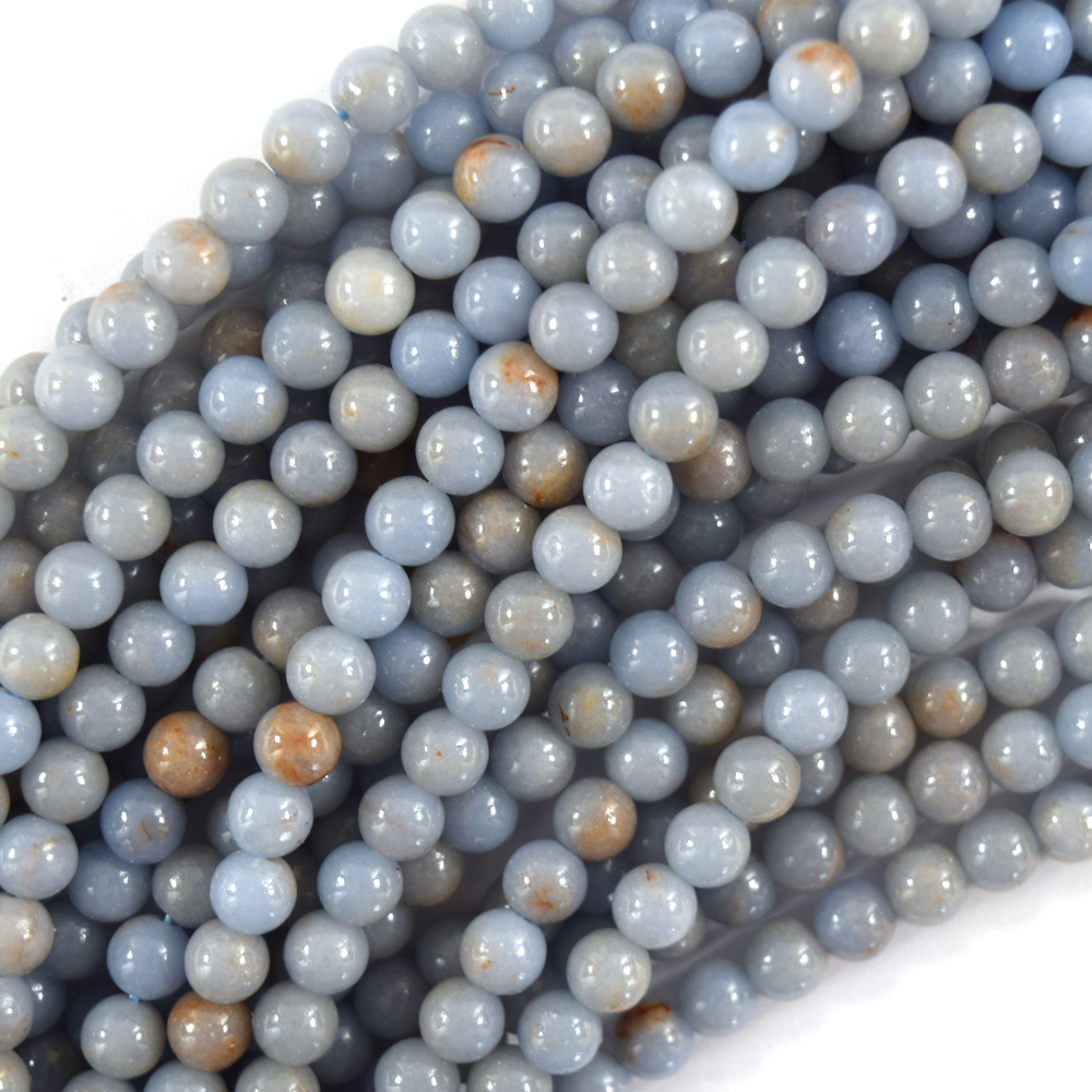 Natural Blue Angelite Round Beads Gemstone 15.5″ Strand 6mm 8mm 10mm S2