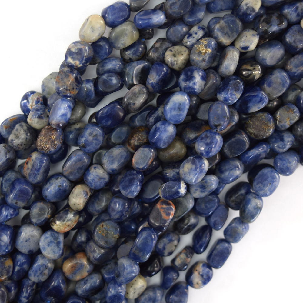 Cuentas pepita de guijarros de sodalita azul natural piedras preciosas 15,5" hilo 4-6 mm 8-10 mm S1 - Imagen 3 de 3