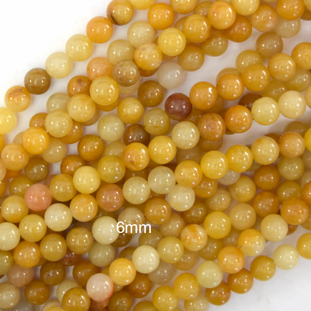Cuentas redondas de jade amarillo natural piedras preciosas 15" hilo 6 mm 8 mm 10 mm - Imagen 3 de 4
