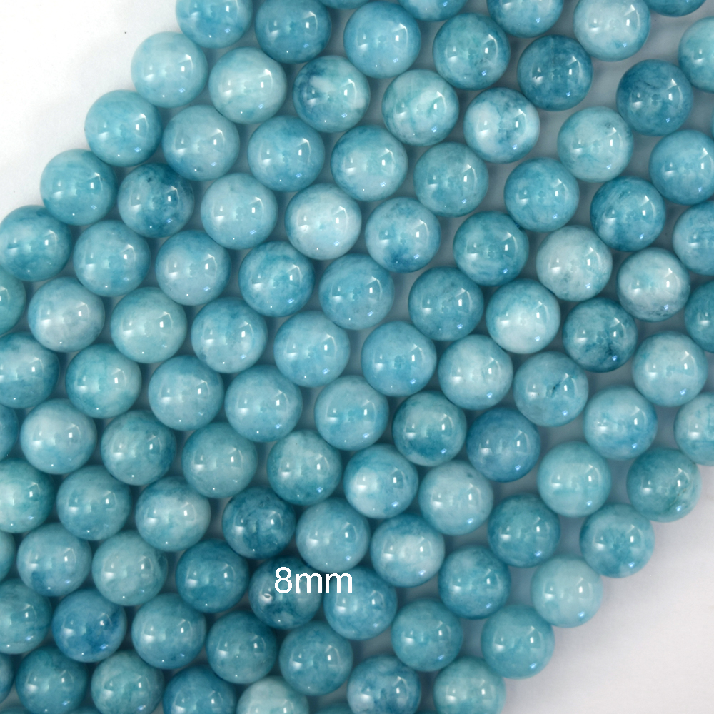 Blue Larimar Quartz Round Beads Gemstone 15″ Strand 6mm 8mm 10mm 12mm S3