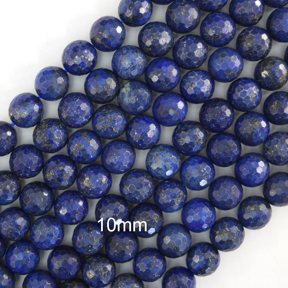 Faceted Blue Lapis Lazuli Round Beads 15″ Strand 2mm 3mm 4mm 6mm 8mm 10mm