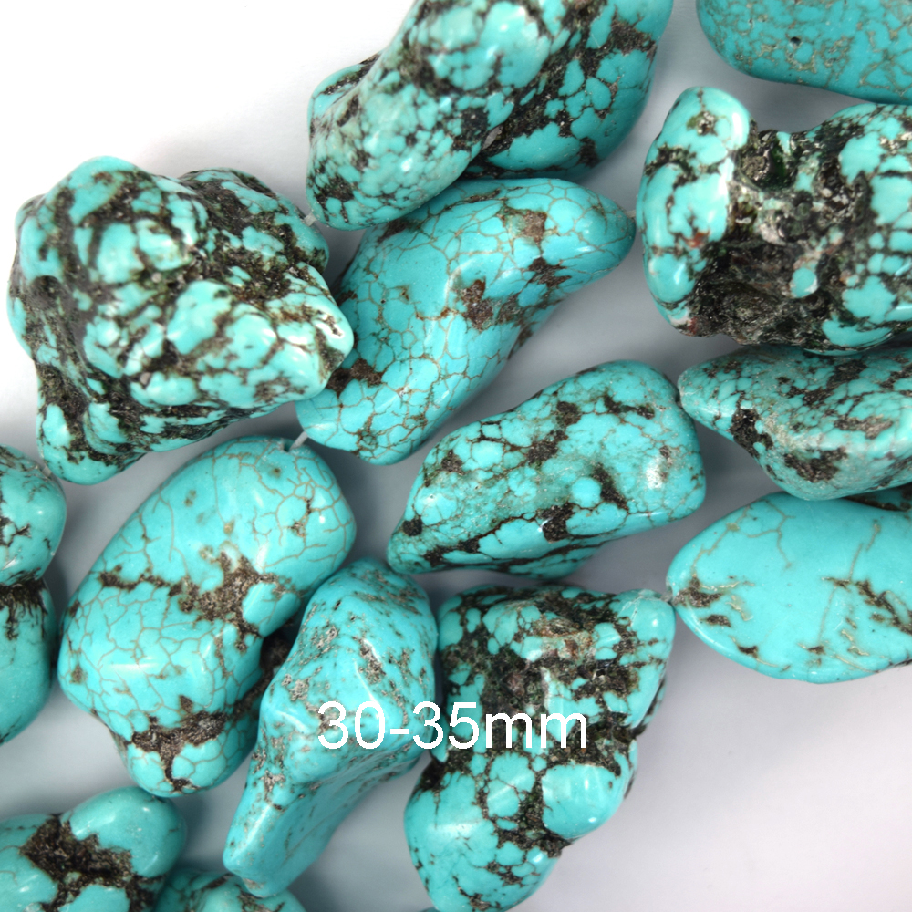 Blue Green Turquoise Pebble Nugget Beads 15" 6-8mm 10-12mm 18-25mm 30-35mm - Picture 4 of 5