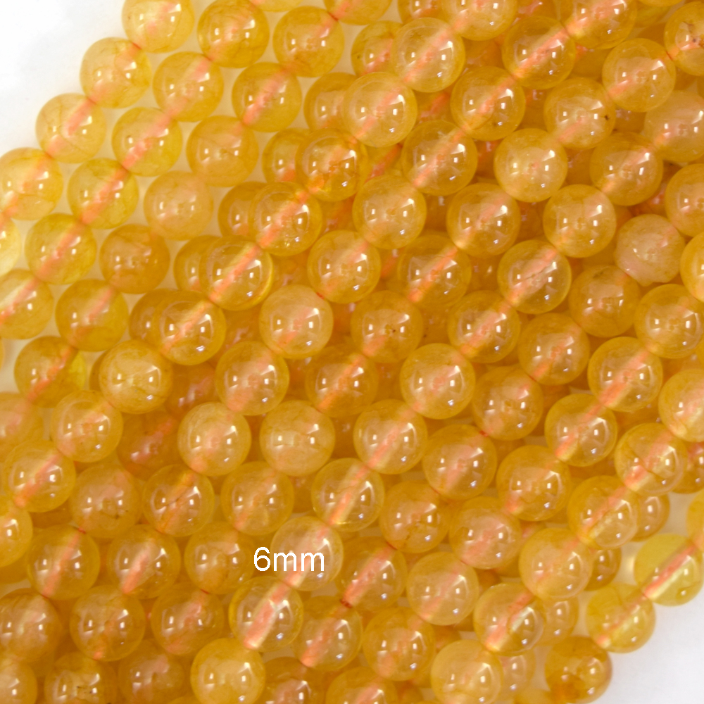 Yellow Citrine Colored Quartz Round Beads Gemstone 15″ Strand 6mm 8mm 10mm