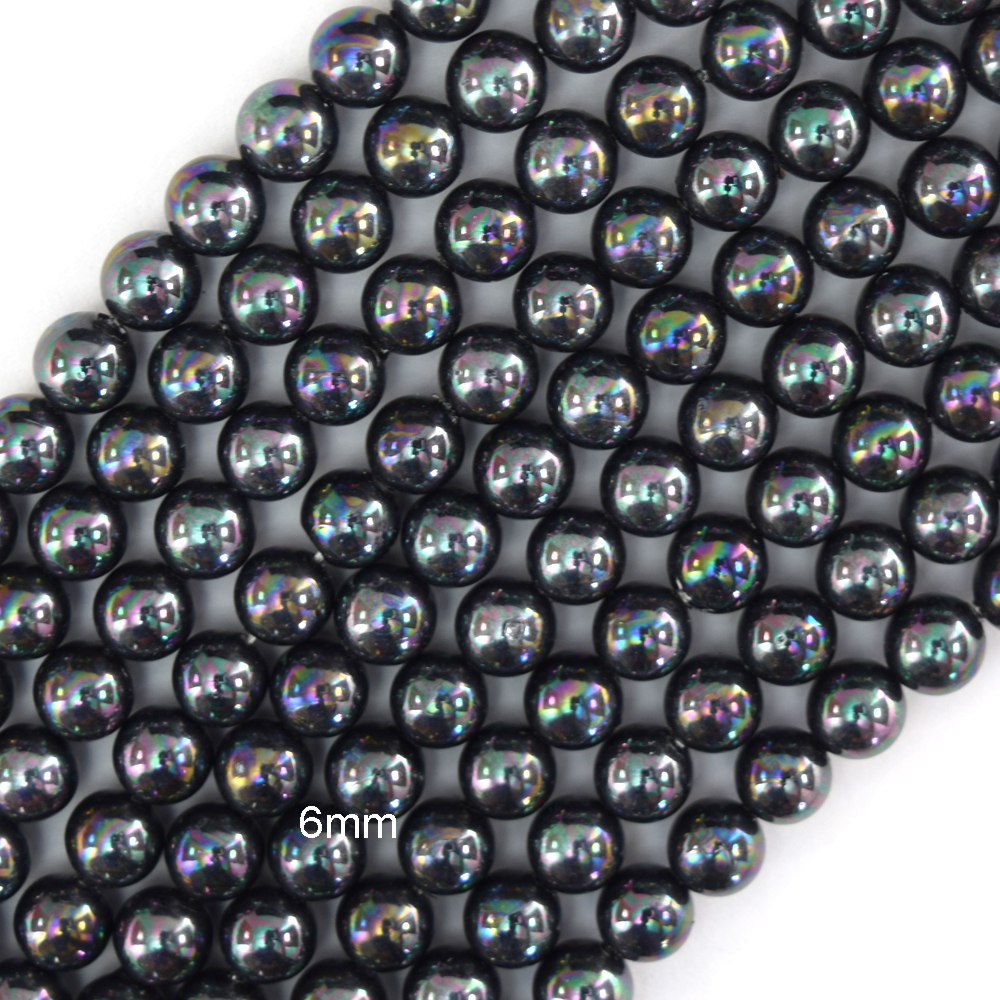 Rainbow Peacock Shell Pearl Round Beads Gemstone 15.5″ Strand 4mm 6mm 8mm 10mm