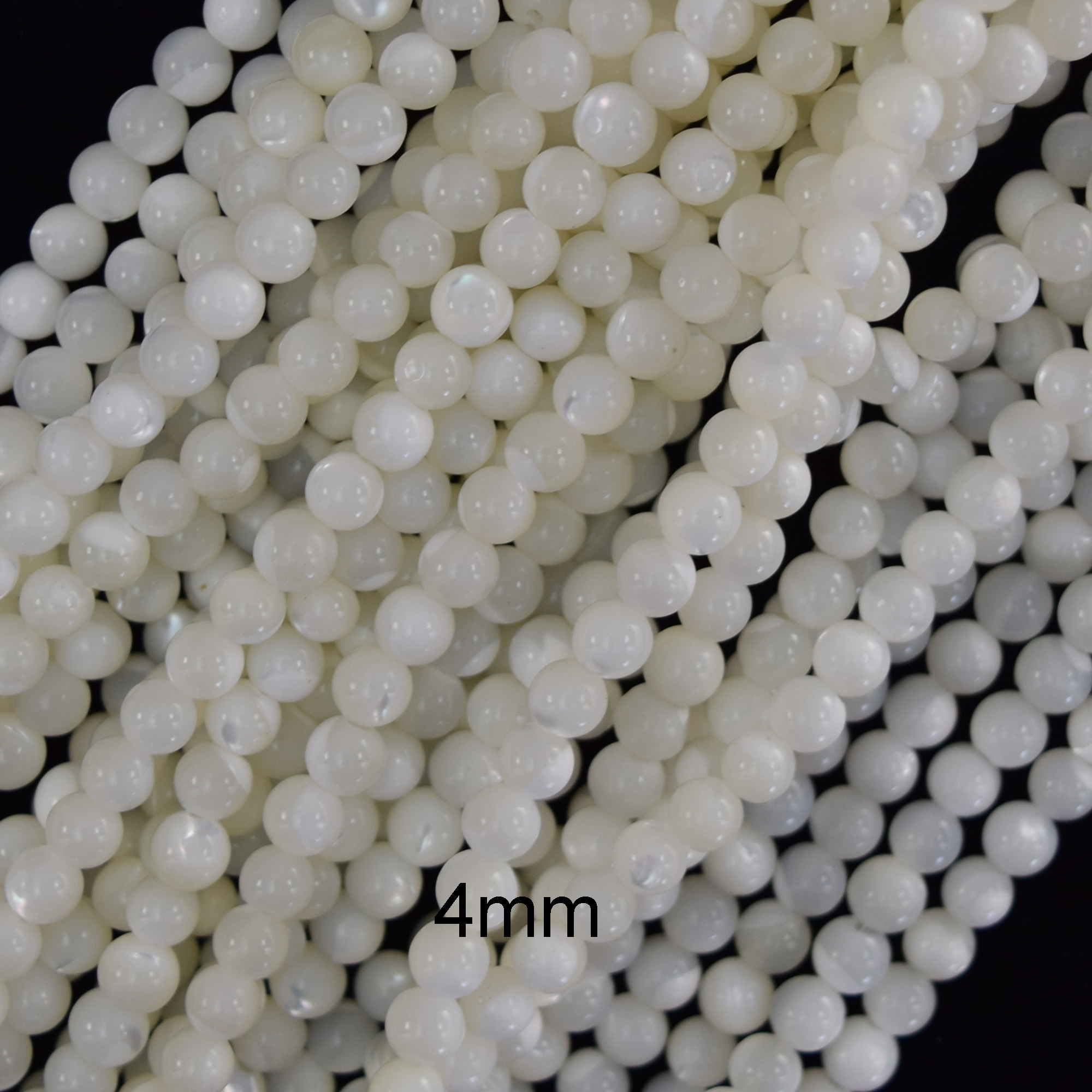 White Mother Of Pearl MOP Round Beads 15.5″ Strand 3mm 4mm 6mm 8mm 10mm