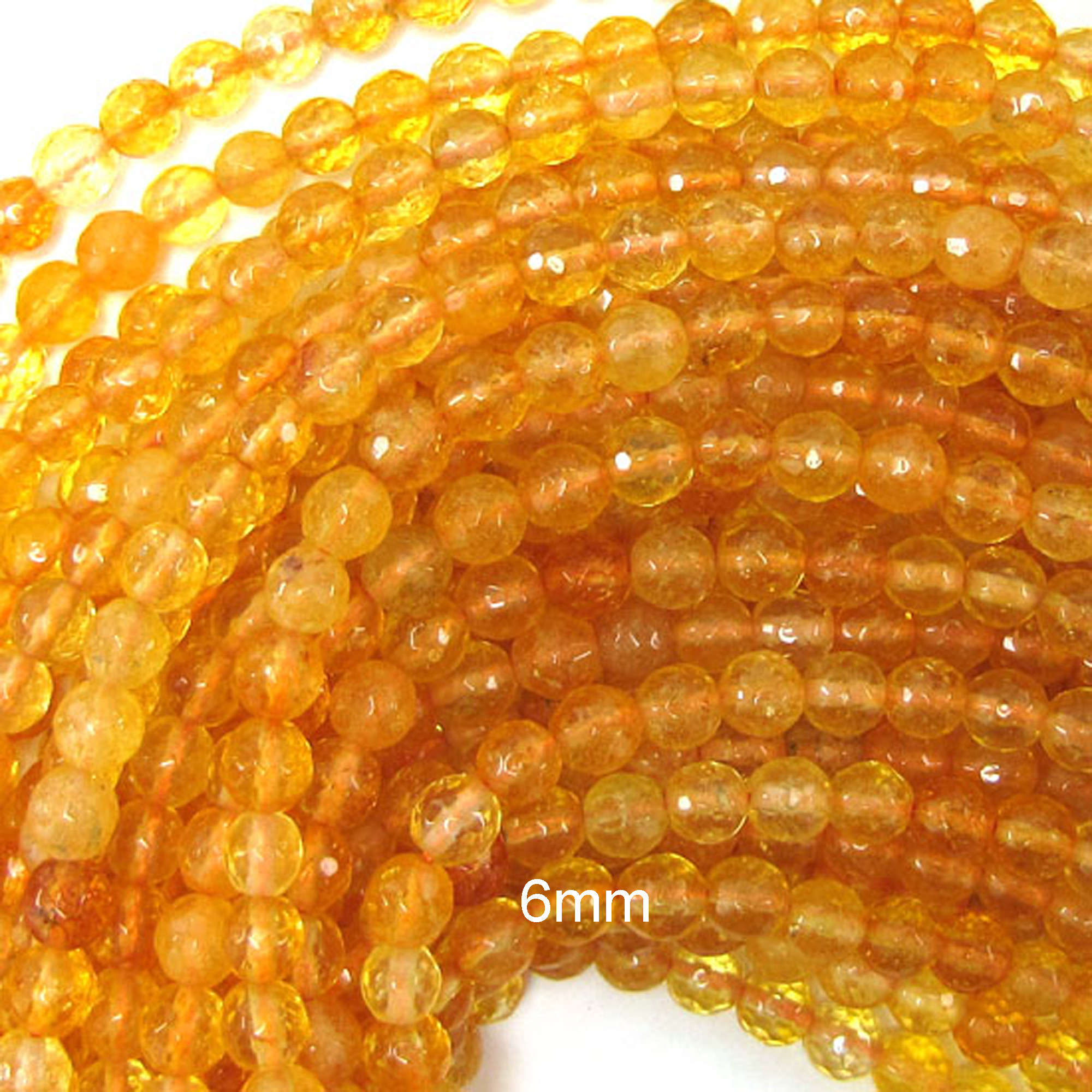 Faceted Yellow Citrine Round Beads Gemstone 15” Strand 4mm 6mm 8mm 10mm 12mm S1
