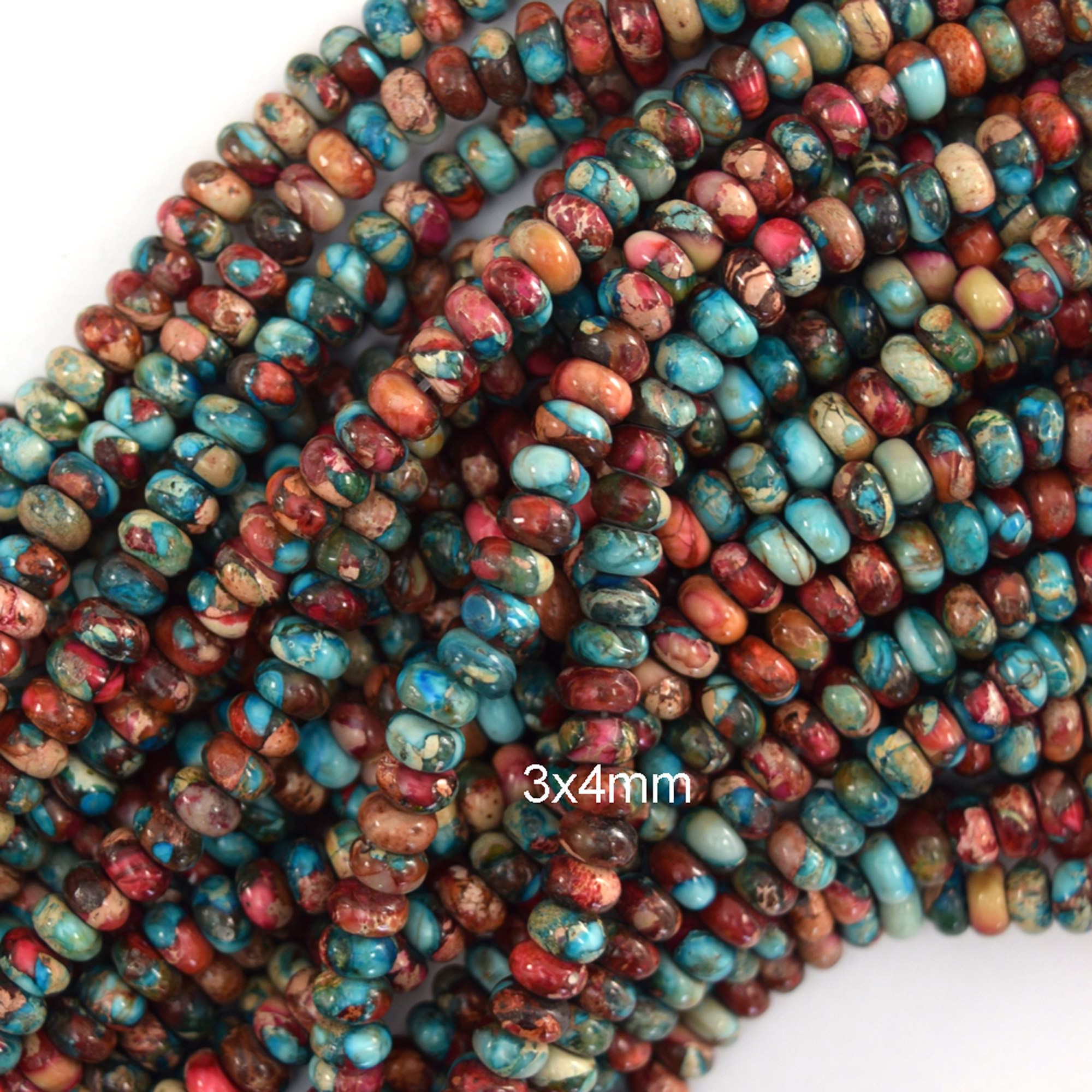 Galaxy Multicolor Sea Sediment Jasper Rondelle Button Beads 15″ 4mm 6mm 8mm