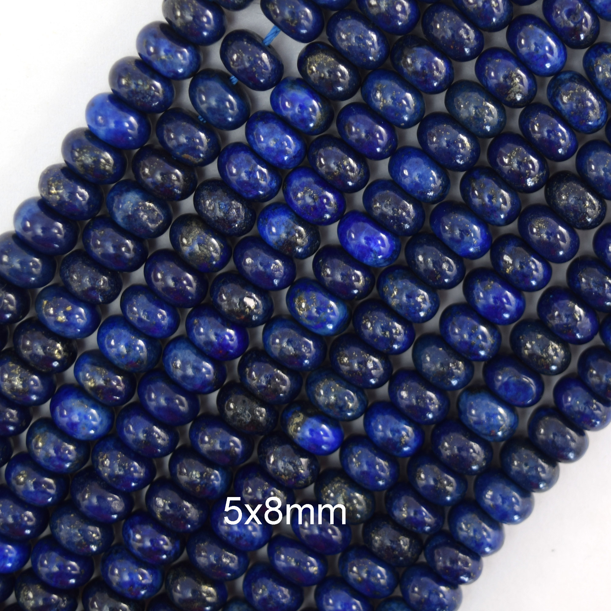 Blue Lapis Lazuli Rondelle Button Beads Gemstone 15″ Strand 4mm 6mm 8mm