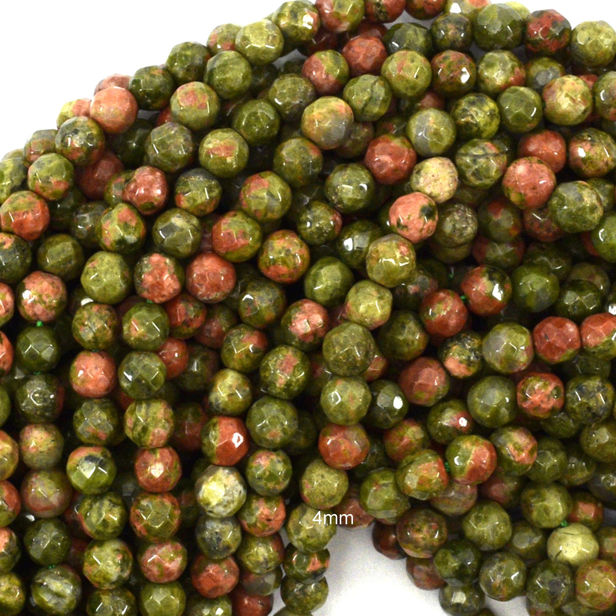 Natural Faceted Green Unakite Jasper Round Beads 15″ 4mm 6mm 8mm 10mm 12mm