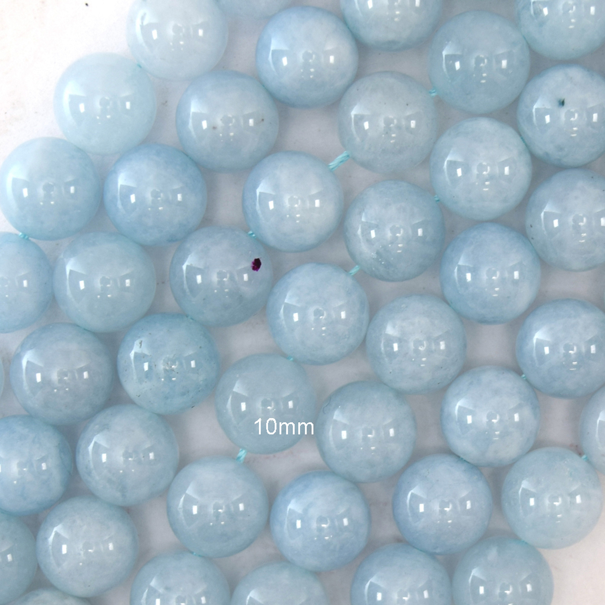 Gleeb Blue Light Blue Aquamarine Quartz Round Beads 15