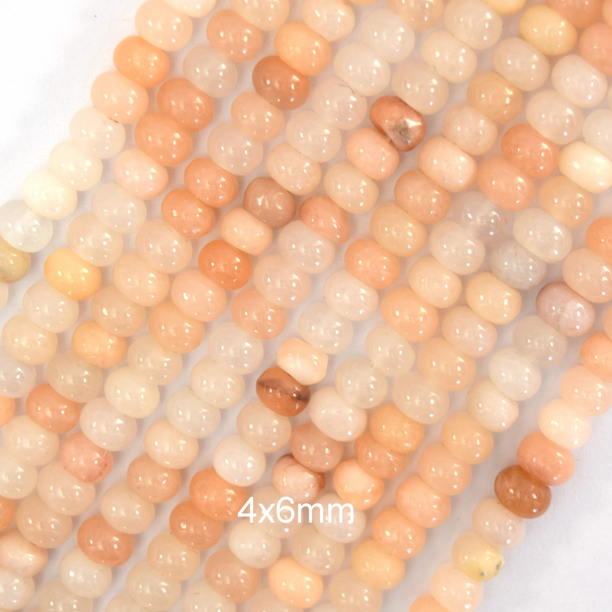 Natural Peach Aventurine Rondelle button Beads 15″ Strand 4x6mm 5x8mm