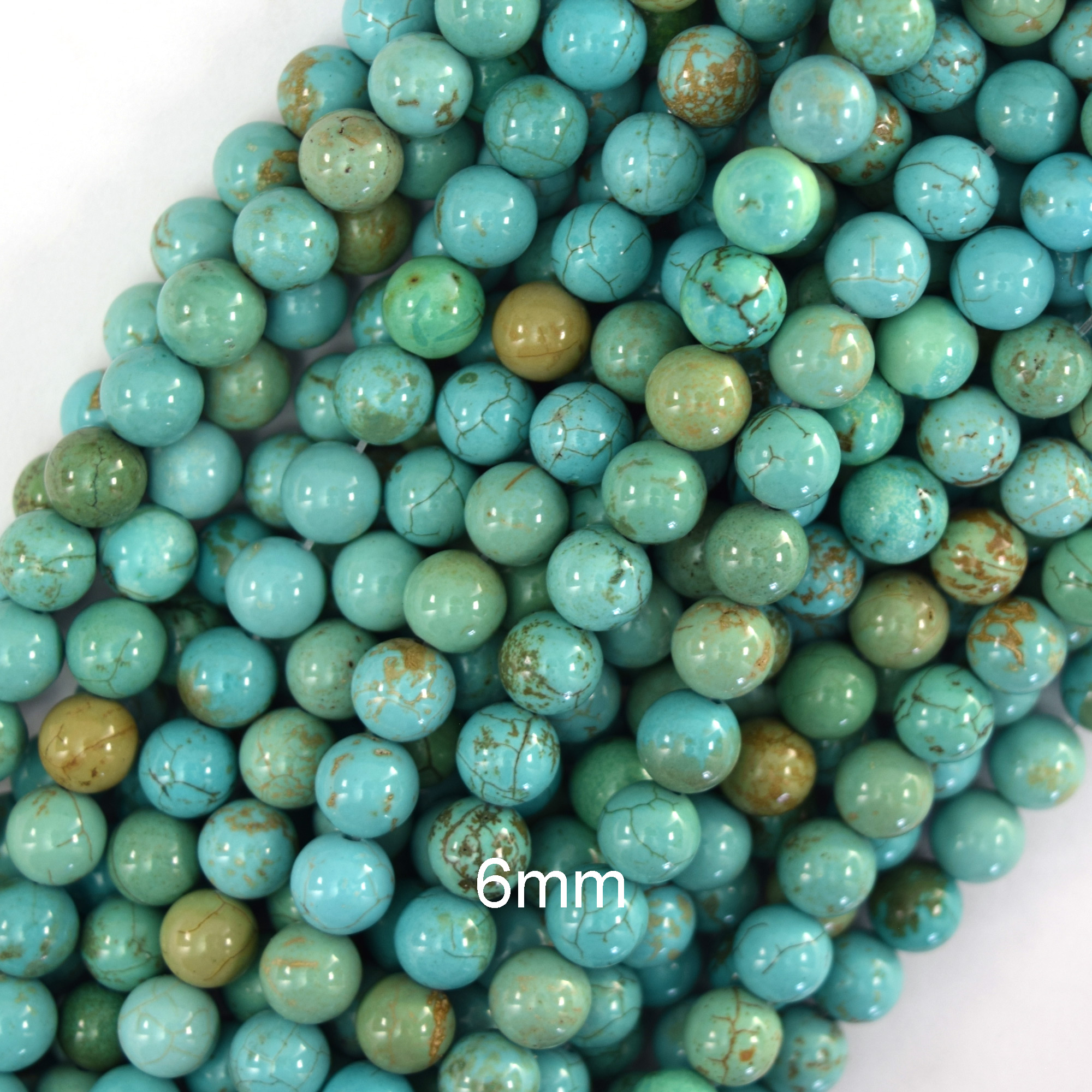 Greenish Blue Turquoise Round Beads Gemstone 15″ Strand 6mm 8mm 10mm