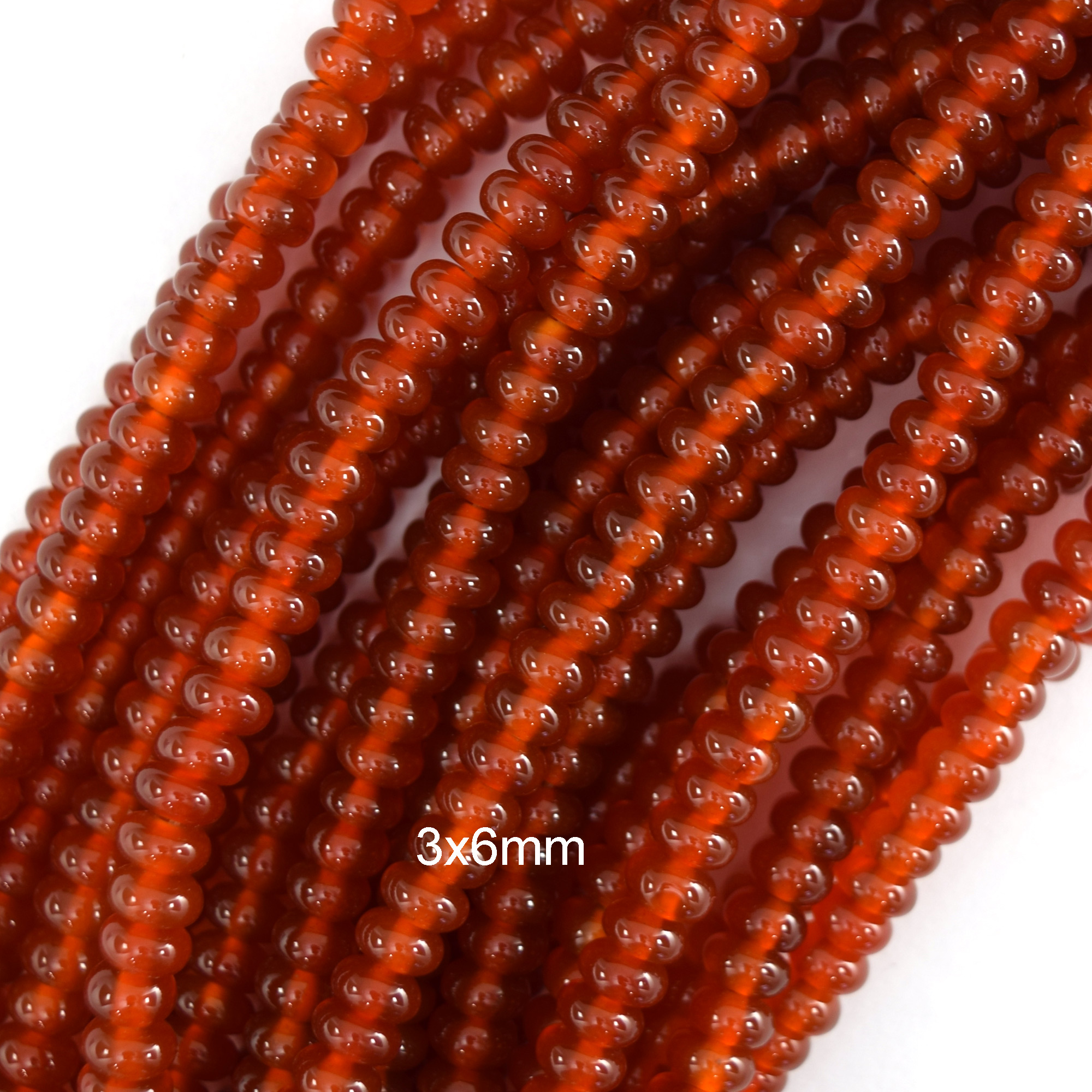 AA Red Carnelian Rondelle Button Beads Gemstone 15″ Strand 3x6mm 4x8mm