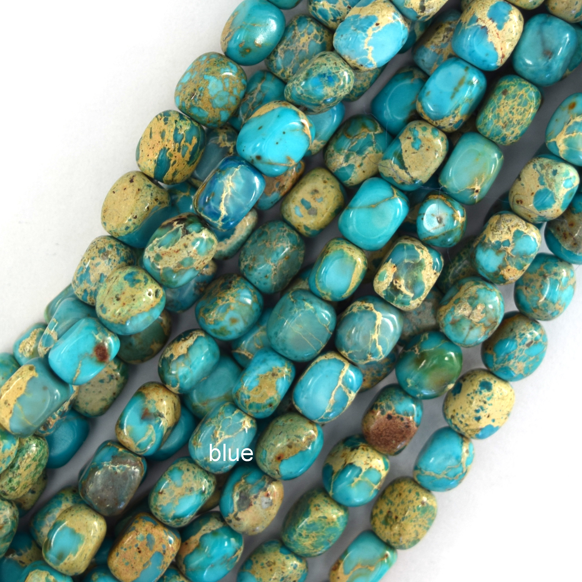 5x7mm Sea Sediment Jasper Pebble Nugget Beads 15″ Strand Blue Red Green Purple