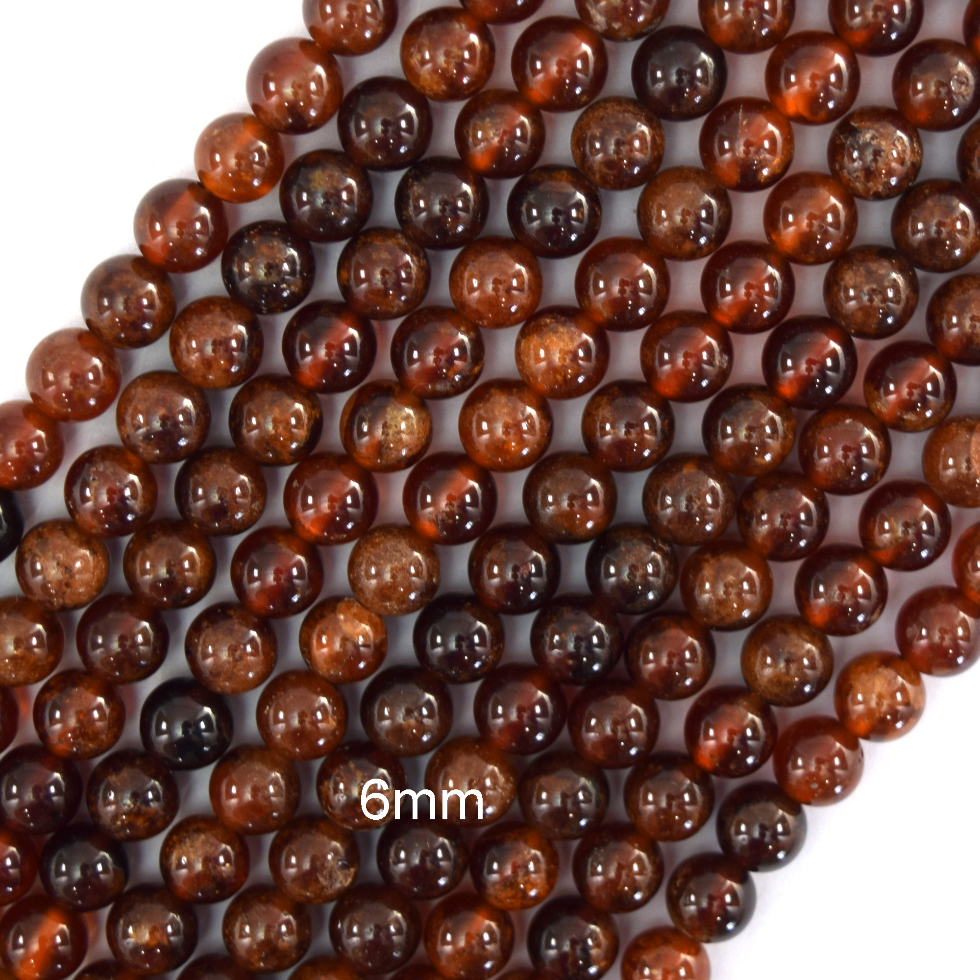 Natural Orange Hessonite Garnet Round Beads Gemstone 15″ Strand 6mm 8mm 10mm