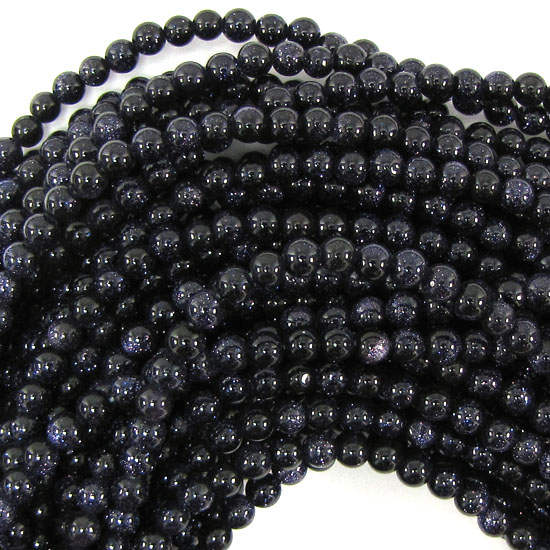 Blue Goldstone Round Beads Gemstone 14.5″ Strand Sandstone 4mm 6mm 8mm 10mm