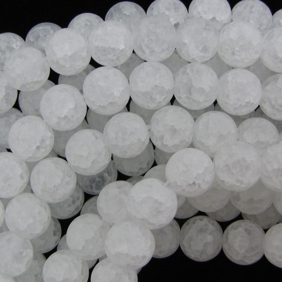 Cuentas redondas de cristal agrietado blanco mate piedras preciosas 15" hilo 6 mm 12 mm 14 mm 15 mm - Imagen 3 de 5