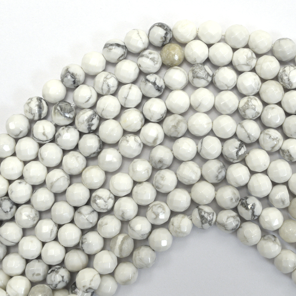 Natural Faceted White Howlite Round Beads 14.5" Strand 3mm 4mm 6mm 8mm 10mm 12mm - Picture 4 of 5